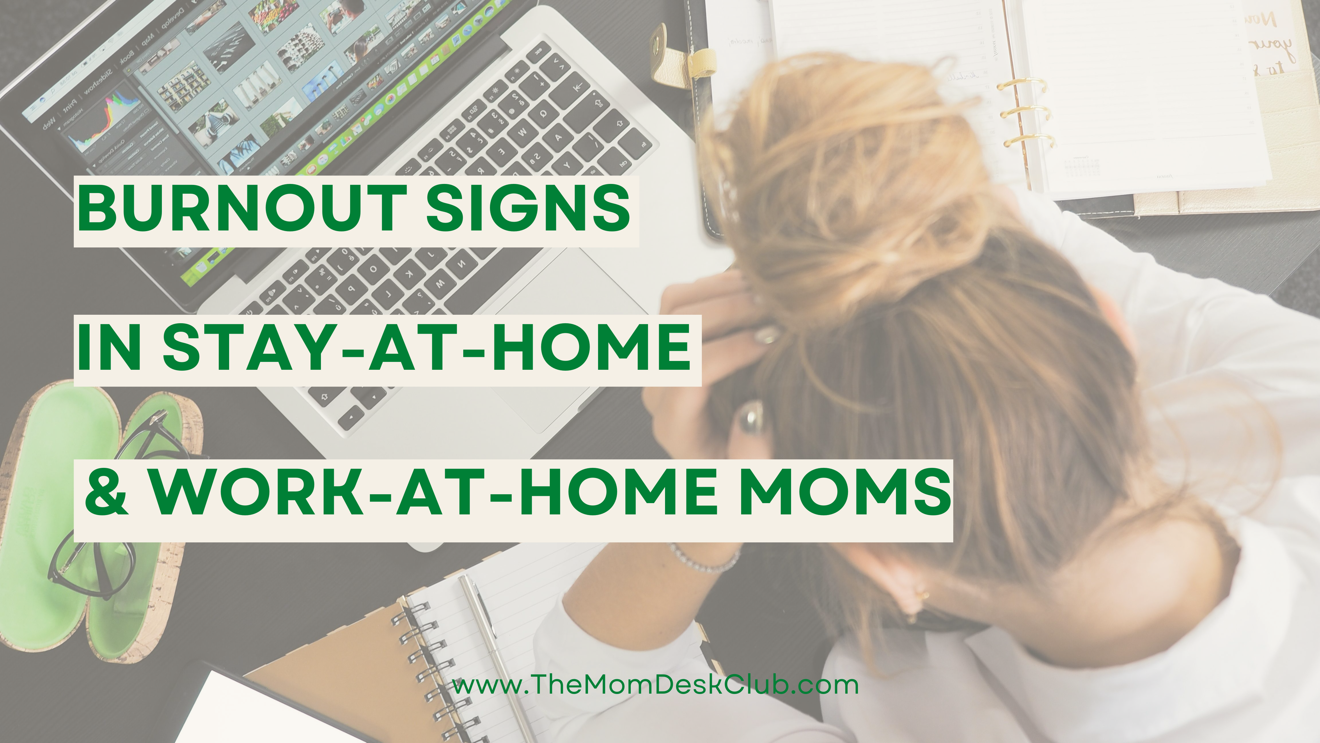 blog banner of a woman experiencing burnout at her desk